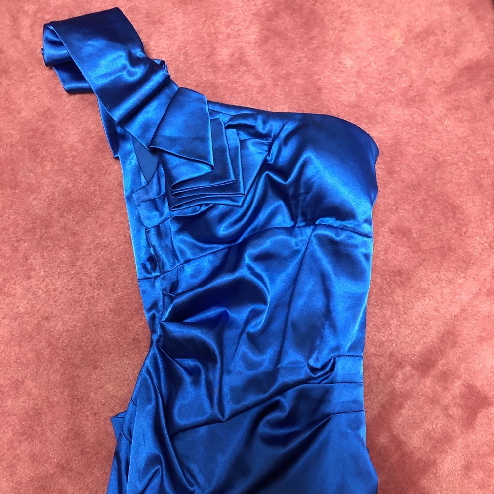 Blue one shoulder dress